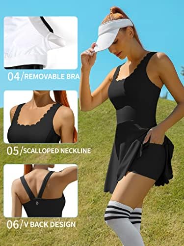 Attarco žena teniska haljina s kratkim hlačama za vježbanje golf suknje s džepovima atletske haljine