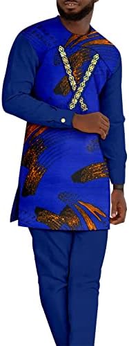 Afrička odijela za muškarce vezene košulje i hlače 2 komada set Dashiki Tracksuit Plus Outfits veličine