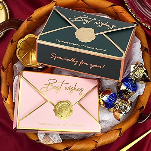 Maxbus 50pcs zabava naklonost kutiji za bombone, omotnicu oblik papira čokolade romantične kutije za tuširanje za bebe rođendanske
