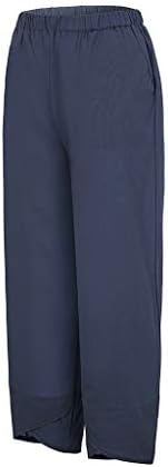 Iopqo ženske lanene hlače široke noge Čvrsta boja vreća s konusnim konusnim ošišanim harem hlačama elastične hlače struka