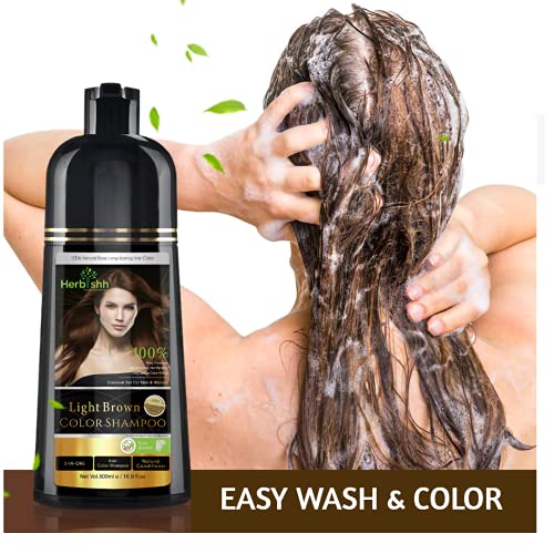 Herbishh Combo za jačanje kose sadrži šampon u boji kose boja za kosu 500 ml svijetlo smeđe + đumbir ulje za kosu za rast