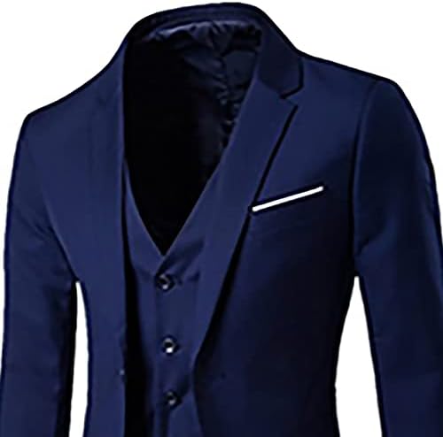 Muško 3 komad tankog odijela, jakna prsluka za odijelo hlača s jednim grudima Vintage odijela Čvrsta boja Blazer prsluk Formalno