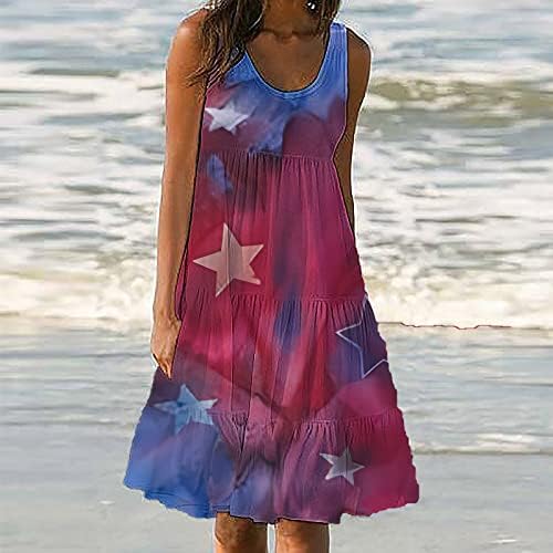 HCJKDU haljina na plaži za žene u vratu široke trake bez rukava bez rukava Print Mini Sundress casual labave ljetne haljine