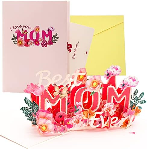 Crafterlife najbolja mama ikad 3d cvijeća Pop up karticu s omotnicom i praznom karticom poruka, poklon za majčin dan majka