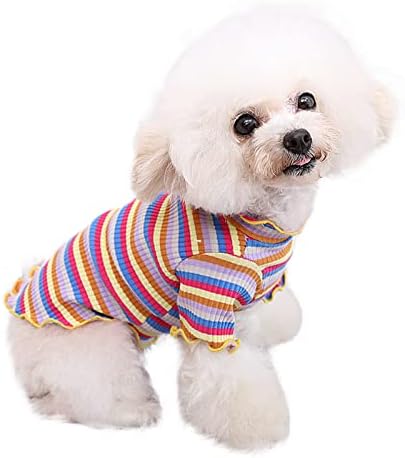T'Chaque pamučna košulja za pse duge prugaste majice za mačke, prozračna mekana osnovna odjeća za male srednje pse/mačke,