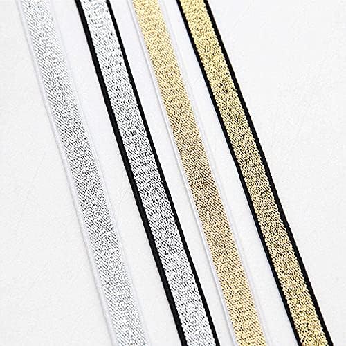 Širina elastične trake 10mm rastezljiva crna zlatna srebrna jednostruka vrpca ukrasna traka aplikacija pribor za šivanje