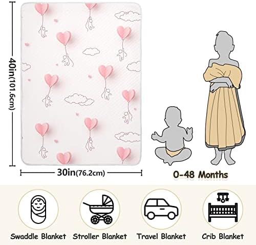 Swaddle pokrivač srca baloni ljudi pamučni pokrivač za dojenčad, primaju pokrivač, lagana mekana pokrivača za krevetić, kolica,
