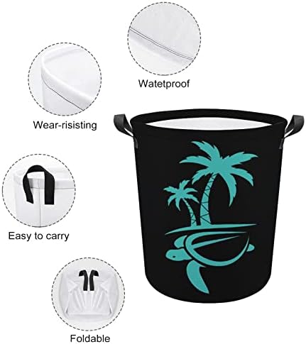 Havajska košara za rublje s palmom i morskom kornjačom sklopiva visoka košara za odjeću s ručkama torba za pohranu