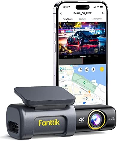 FANTIK DAY-C8 Apex Dash Cam, True 4K UHD Dash kamera za automobile, Super noćni vid, ugrađeni 128G EMMC, besplatna aplikacija,