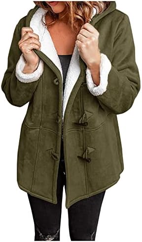 PRDECEXLU pulover s dugim rukavima za žene tunike pad povremenog gumba Ugodna hoodie flanel solid rever vjetar