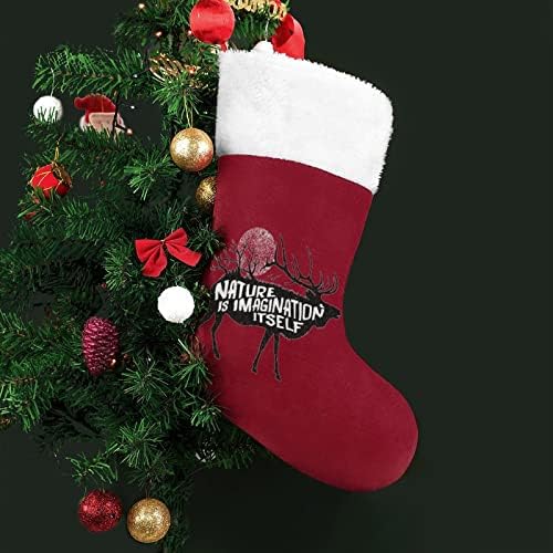 Elk i Mjesec Božićne čarape čarape Rokcisko drveće Santa ukrasi Viseći ukrasi za odmor za kamin 16.5