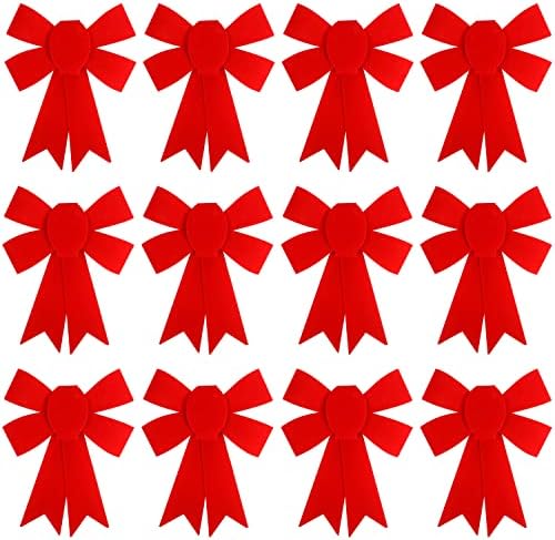 12pcs crvene božićne mašne 5, 1 96, 9 inča PVC božićne ukrasne mašne za ukrašavanje stolnog drvca mašne baršunasti božićni