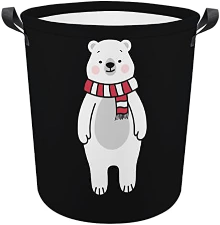 Slatka košara za rublje od polarnog medvjeda okrugle platnene košare s ručkama vodootporna sklopiva košara za rublje torba