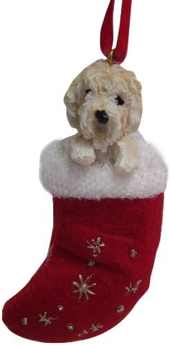 Labradoodle božićni ukras čarapa s rukom obojenim i šivanim detaljima Djeda Mraza Mali prijatelji