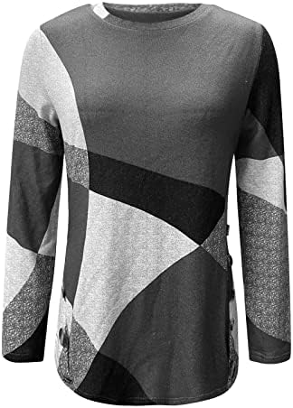 Nokmopo ženski dugi rukavi vrhovi ženski tanki geometrijski otisak dugih rukava labave majice za pulover od dukserice