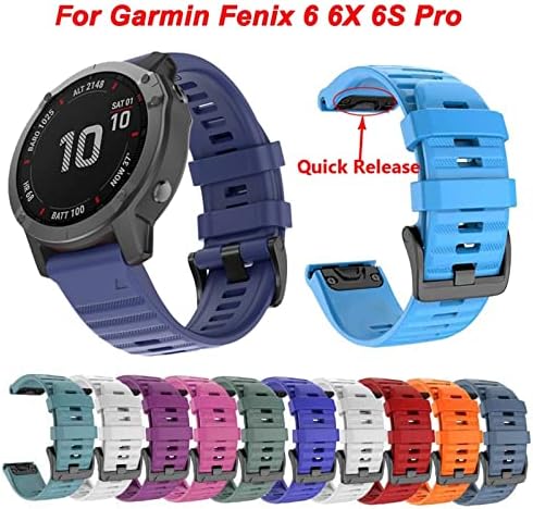 RORFFK 26 mm Sport Silicone Watchband Wristtrap za Garmin Fenix ​​6x 6 6S Pro 5x 5 5s Plus 3 HR 20 22 mm Easy Fit Brzo otpuštanje