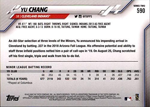 2020. Topps 590 Yu Chang NM-MT RC Rookie Cleveland Indijanci bejzbol