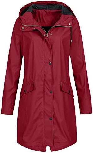 Kišni kaputi za žene 2022 plus veličine dugih rukava Vodootporna jakna za sportsku odjeću s kapuljačom Zip Up Plus dugi kaput