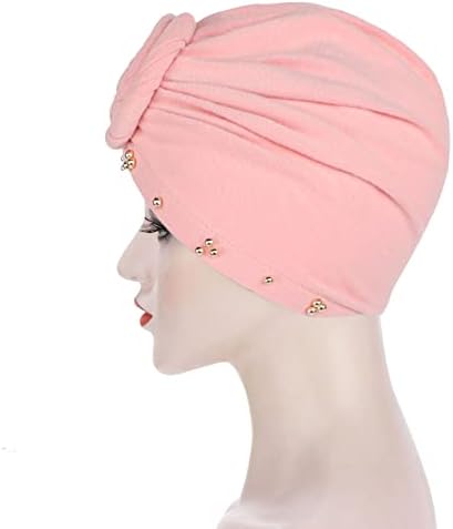 Xgopts afričke žene turban kap muslimanska modna hidžaba s perlicama s glavama beanie cvijet cvjetnik čvor glava za gubitak