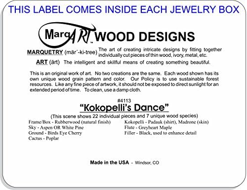 Marqart Kokopelli Wood Art Triket, nakit kutija i poklon - ručno izrađen USA - Neusposobna kvaliteta - jedinstvena, nijedna