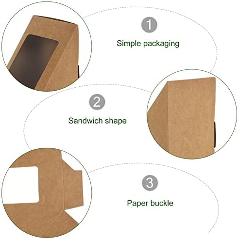 50 kom kutija za sendvič papir za obrt kutija za sendvič klin kutija za iznošenje trokutasta kutija za sendviče s prozorom