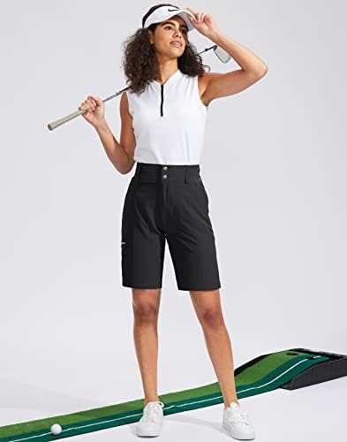 Santiny Women's Golf planinarski kratke hlače 9 '' brze suhe bermude s visokim strukom za žene s džepovima s patentnim zatvaračem