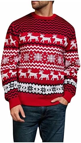 Muški pleteni džemper modni božićni džemper gornji topli pulover okrugli vrat džemper dugih rukava vune