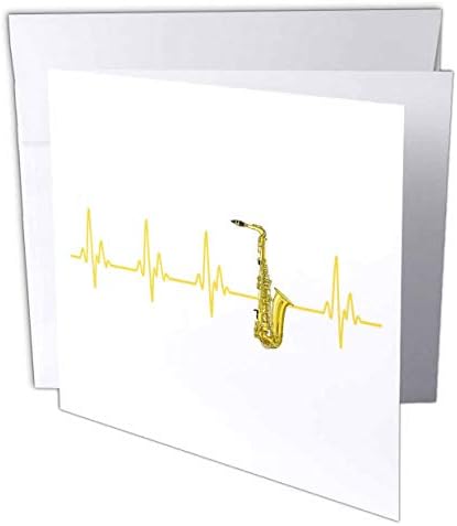 3Drose EKG liniju otkucaja srca s mesinganim saksofonom, ako volite ... - čestitke