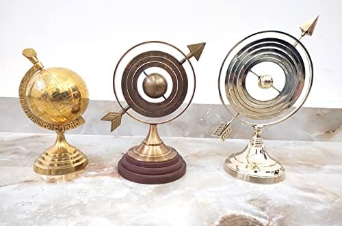Vimal nautičke 3 komadne boje Zlatna i smeđa veličina, 12 -inčna velika armilarna sfera ukras za stol i poklon