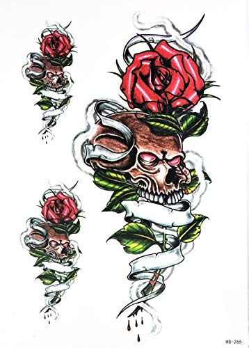 Parita Big Tattoos Skull Roses Tattoo Tattoo Lažna umjetnost tijela za djecu i odrasle naljepnica za rođendanske zabave Naljepnica