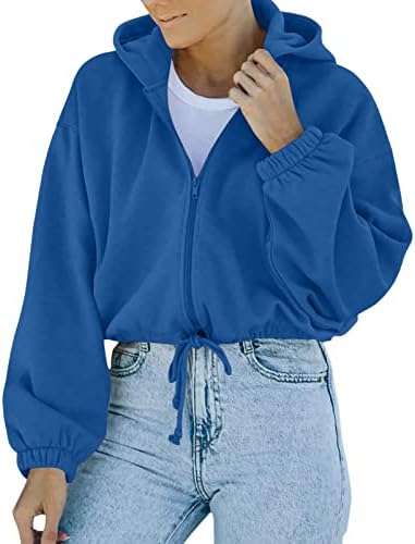 Žene zip up y2k kapuljače dugi rukav predimenzionirane ležerne jakne s džepom s džepom