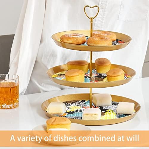 3 sloj stalak za torte, sove uzorka desert toranj, plastični okrugli držač kolača za posluživanje za vjenčanje rođendanska