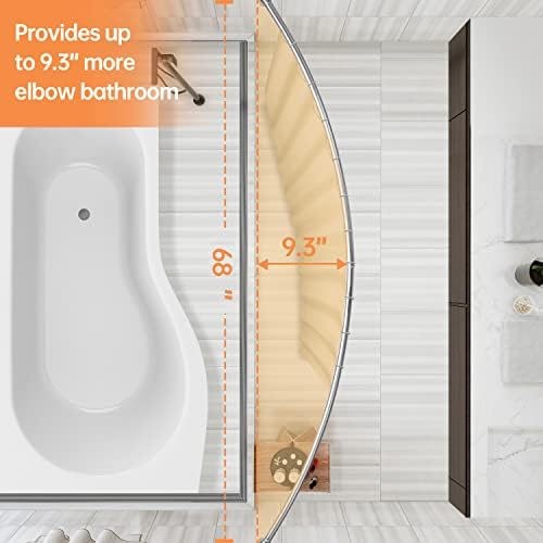 Zakrivljena šipka za tuširanje za kupaonicu, 38-70 inčni zastojna zastojna šipka, otporna na tuš šipka od nehrđajućeg čelika