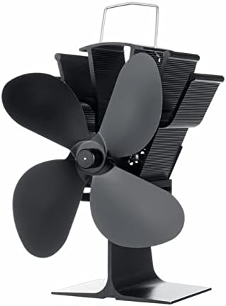_ Kamin ventilator s 4 lopatice, kamin na drva s pravom vrućom snagom, mali ventilator, crni ventilator za uštedu energije