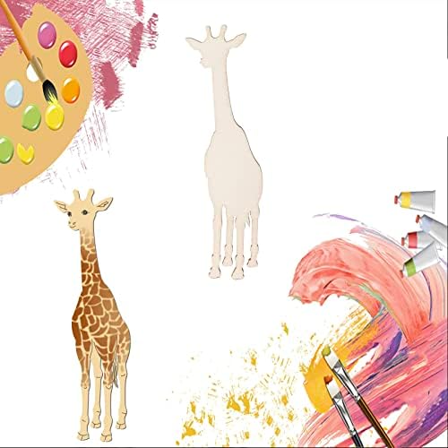 Izrez žirafe nedovršeni drveni vrtić Zoološki vrt životinja izrezbareni Ukrasi od drveta naljepnice poklon oznake umjetnički