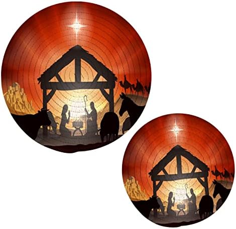 Alaza božićni prizor za božićne scene Triveti Trivets Set Pamuk Hot Holders Set Farmhouse Coasters, vrući jastučići, vruće