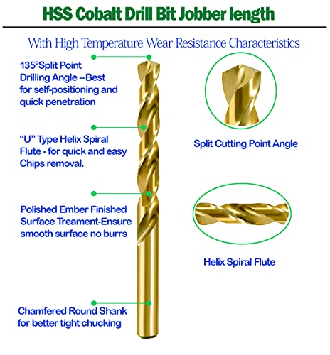 HSS Cobalt Bušilica Bit Set 11/64 inča 10pcs M35 dužina dužine Twist čelične metalne bitove
