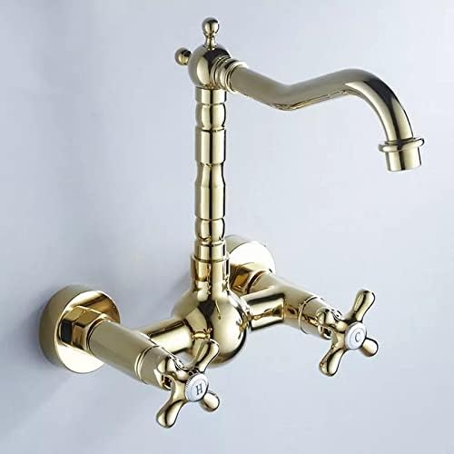 Zlatno polirani mesingani dvostruki križni ručke okretne izljeve kuhinjske kupaonice kadica sudoper slavina slavine za vodu