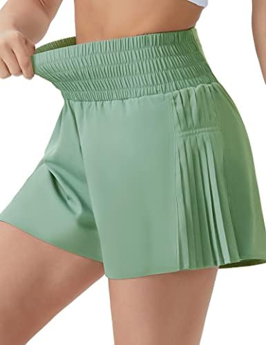 Gym People Women's Visoki struk kratke kratke hlače bočne atletske kratke kratke hlače s mrežnim džepom s zatvaračem