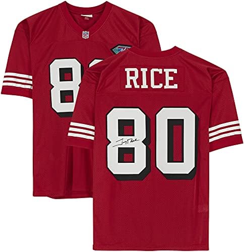 Jerry Rice San Francisco 49ers Autografirani Red Mitchell & Ness Autentični dres - Autografirani NFL dresovi