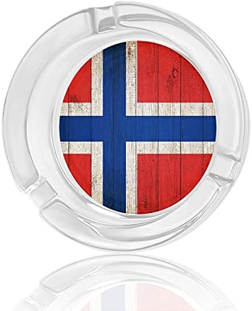 Vintage Norveška zastava drveta Pozadina cigarete pušači staklene pepeljare pepela ladice za kućni ured za stol za stol