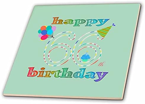 3-inčni sretan 66. rođendan cupcake sa svijećom baloni šešir šarene pločice