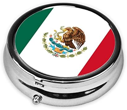 Zastava meksičke kutije s tabletama, okrugla kutija s tabletama, metalna kutija s tročlanom tabletom, jednostavan za nošenje