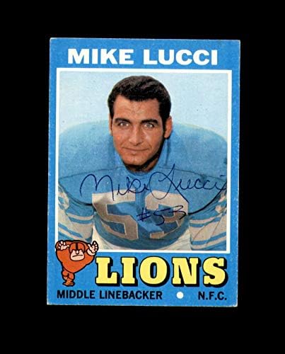 Mike Lucci ručno potpisan 1971 Topps Detroit Lions Autogram