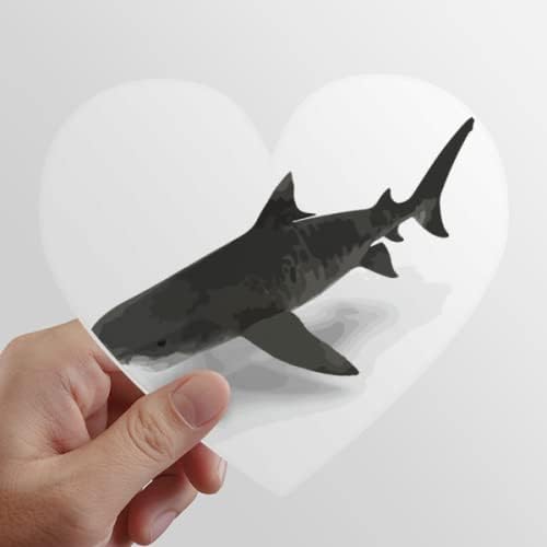 Shadow Shark Ocean Art Deco modno srce naljepnica za bočicu za bočicu s vinilnim naljepnicama