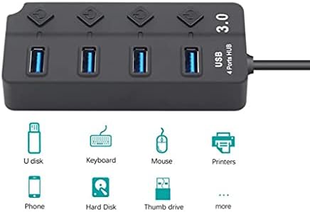 SBSNH USB 3.0 Hub Splitter 4-port velike brzine individualni prekidač za uključivanje /isključivanje ac Adapter za prijenosna