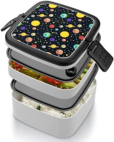 Universe Planet Bento Box Dvostruki sloj kontejnera za ručak koji se može slagati sa žlicom za rad na pikniku