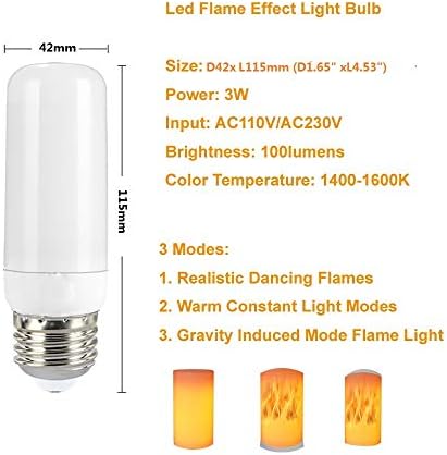 LED žarulja s efektom plamena od 3 vata trepereće vatrene žarulje s efektom žutog plamena okrenutog naopako 926 Vintage ambijent