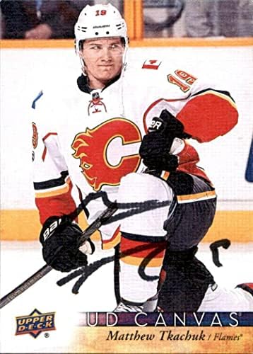 Matthew Tkachuk potpisao 2017/18 UD Canvas Card C15 Calgary Flames - Autografirani NHL Art