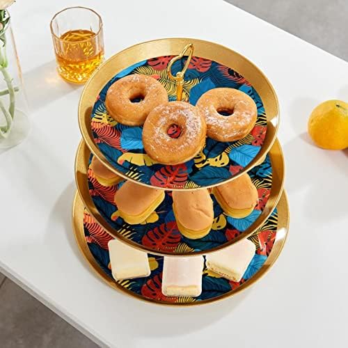 3-sloj stalak za kolače šareno palmino lišće zabave za zabavu zaslon s pločama za deserte za ukrašavanje za vjenčanje, događaj,